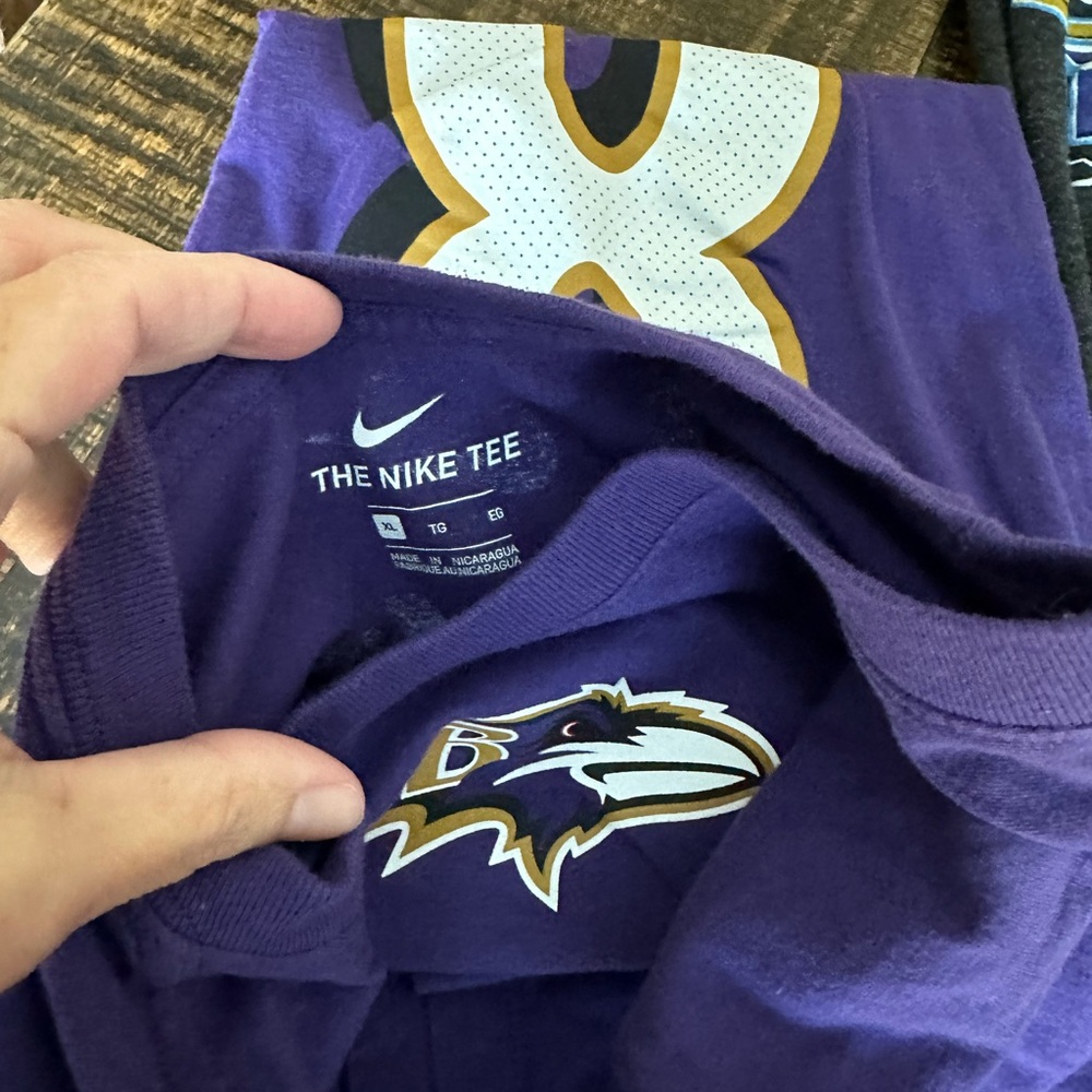 NFL Ravens Purple and Gold Long Sleeve Shirt Hoodie two shirt Set - Picture 4 of 4